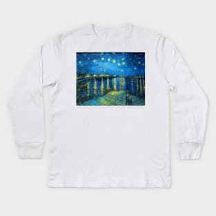 Van Gogh Starry Night Over the Rhone Kids Long Sleeve T-Shirt